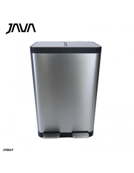 BASURERO DOBLE CONTENDOR 18L+18L, ACERO INOX, CIERRE SUAVE