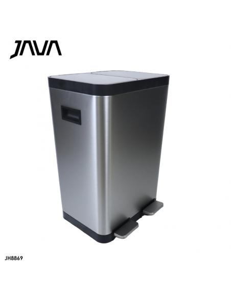 BASURERO DOBLE CONTENDOR 18L+18L, ACERO INOX, CIERRE SUAVE