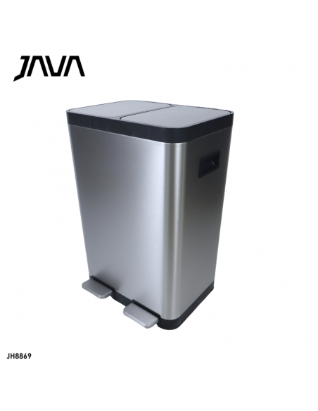 BASURERO DOBLE CONTENDOR 18L+18L, ACERO INOX, CIERRE SUAVE
