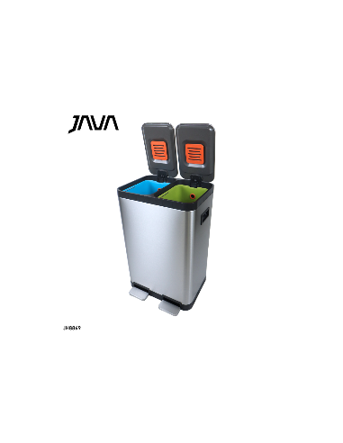 BASURERO DOBLE CONTENDOR 18L+18L, ACERO INOX,...