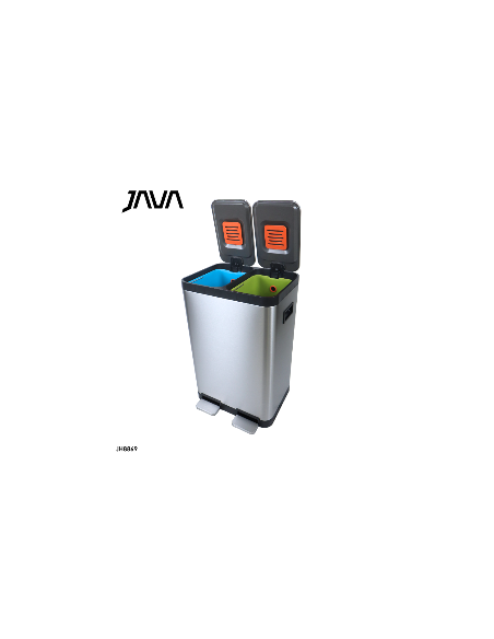 BASURERO DOBLE CONTENDOR 18L+18L, ACERO INOX, CIERRE SUAVE