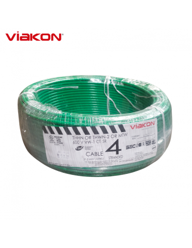 Cable Electrico Cobre THHN 4 AWG Verde 100MT