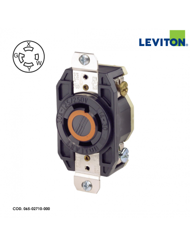 LEVITON TOMACORRIENTE MEDIA VUELTA DE SEGURIDAD TRIFÁSICO 30A INDUSTRIAL