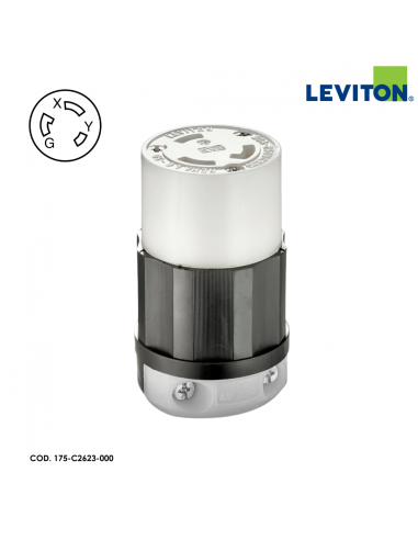 LEVITON ENCHUFE HEMBRA MEDIA VUELTA DE SEGURIDAD 30A INDUSTRIAL