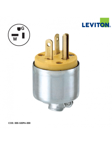 LEVITON ENCHUFE HOJA RECTA 20A BLINDADO