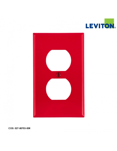 LEVITON PLACA PARA TOMACORRIENTE DOBLE ROJO