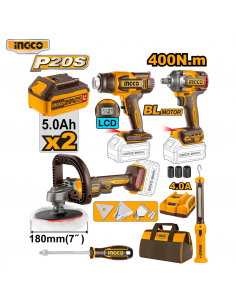 INGCO COMBO 4 HERRAMIENTAS A BATERIA P/MECANICO