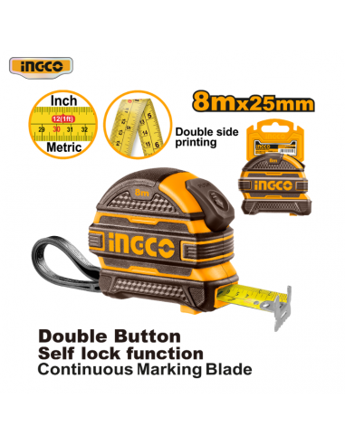 CINTA MÉTRICA DE ACERO PRO 8M X 25MM INGCO