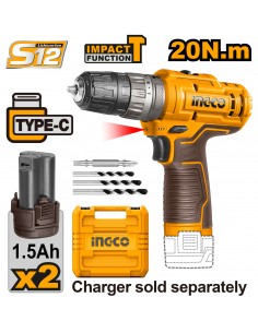 INGCO TALADRO PERCUTOR 20N.M BATERIA 12V USB-C