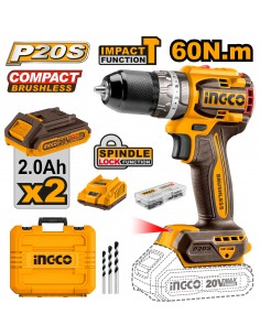 INGCO TALADRO PERCUTOR 1/2" 60N.M 20V