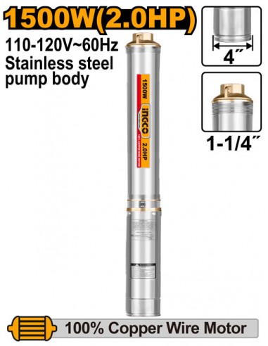 INGCO BOMBA SUMERGIBLE 2HP 1500W-110V